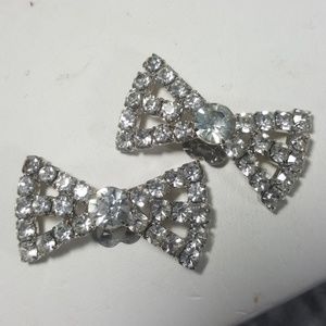 SILVER Rhinstone Shoe Clips Lol Bows